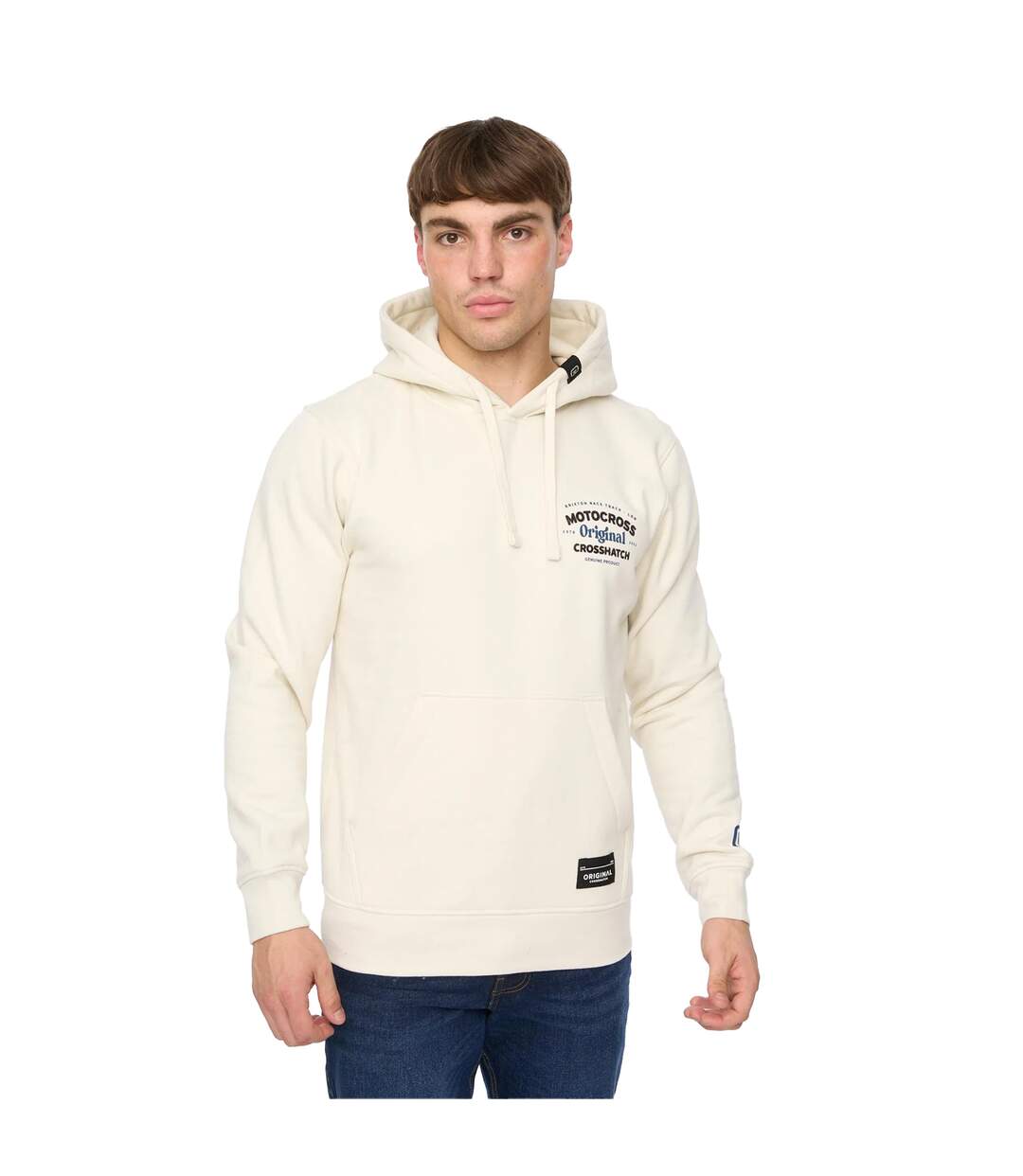 Sweat À Capuche Motocross Homme Gris Pâle Crosshatch-2