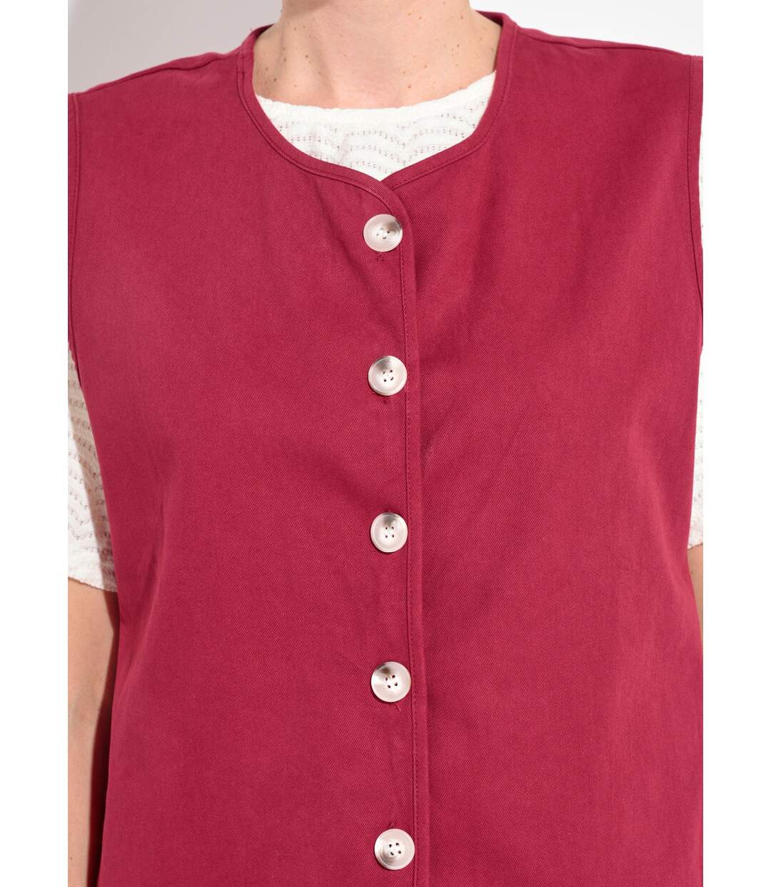 Gilet sans manches col rond en twill-4