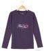 MAYFLOWER SH1060 – Tee-shirt manches longues violet col rond sérigraphié pour un style audacieux-2