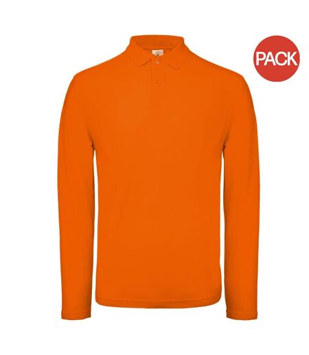 Pack of 2  Id.001 mens long sleeve polo  bright orange B&C