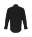 Unisex adult poplin stretch long-sleeved shirt black Premier-2