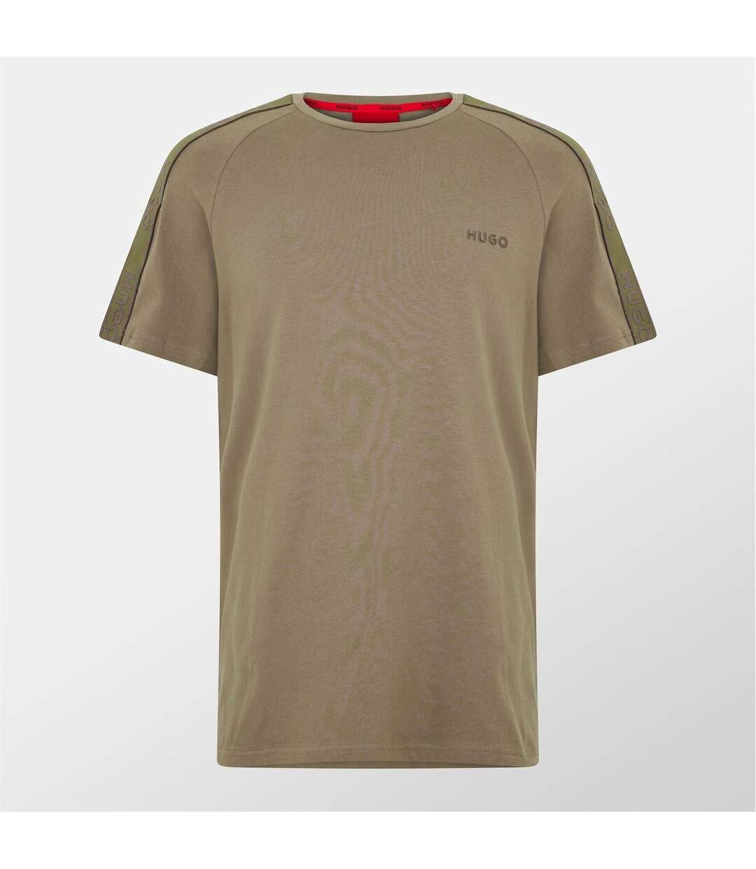 Mens Sporty Tape Logo T-shirt Beige Hugo-1