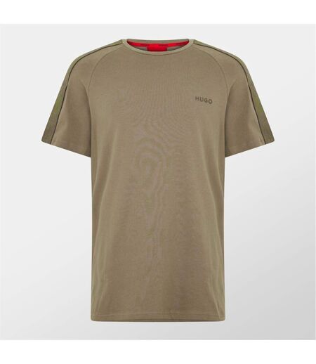 Mens Sporty Tape Logo T-shirt Beige Hugo