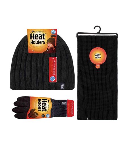 Heat Holders - Homme Ensemble Bonnet Echarpe Gants | Molleton Chaude Tricoté