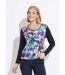 T-shirt chaud uni motif devant manches longues-1