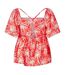 Blouse Manches Bouffantes Femme Orange Blanc Biba-2