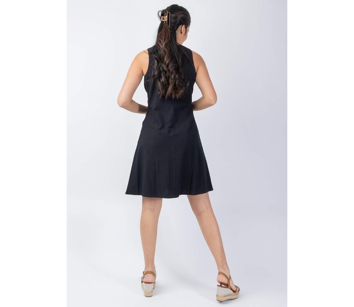 Robe courte féminine MAURINE noire Coton Du Monde-4