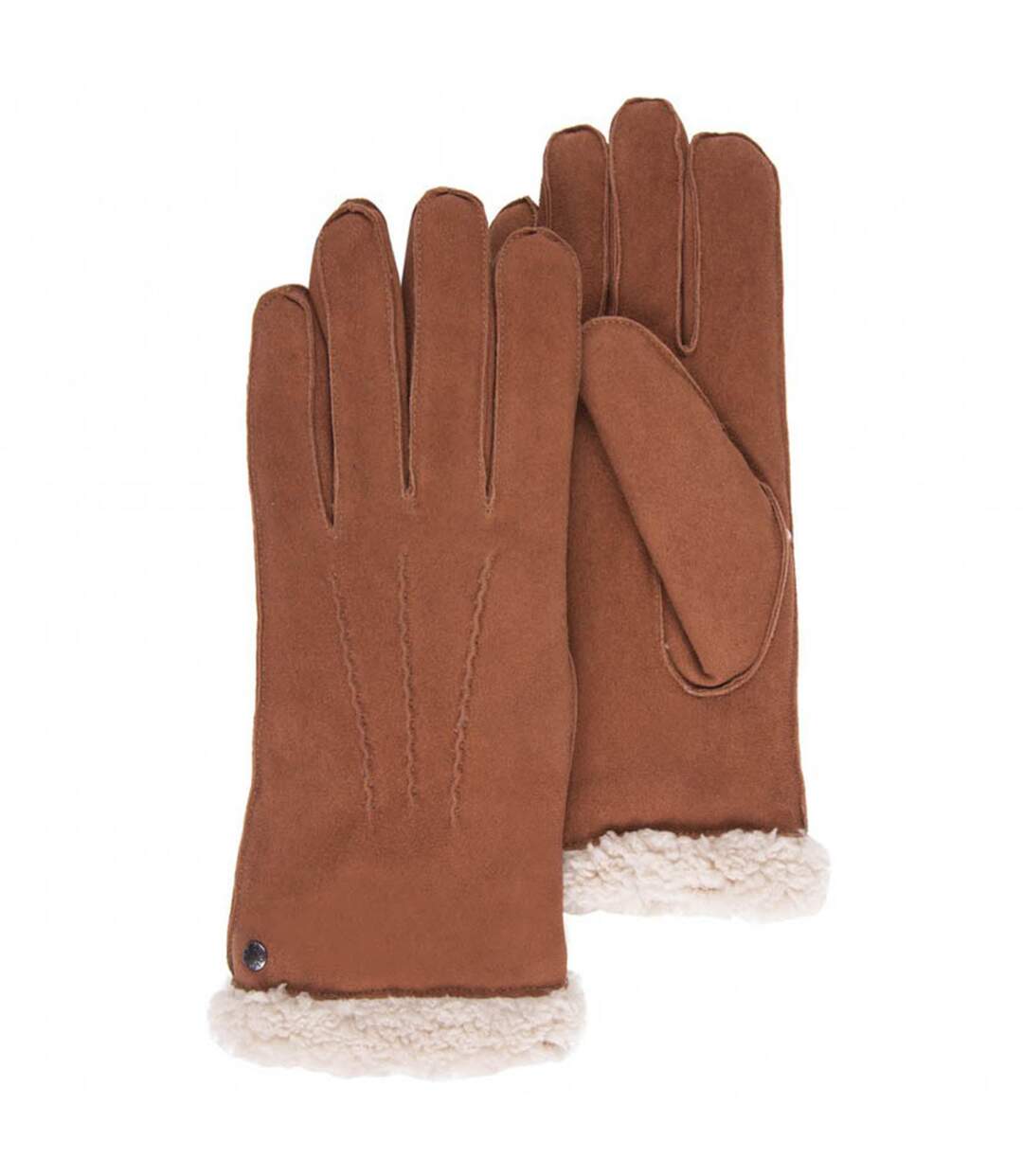 Isotoner Gants femme en cuir de chèvre velours, doublés en imitation fourrure-1