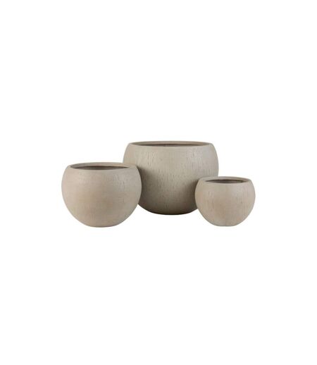 Lot de 3 Cache-Pots Design Argile 55cm Beige
