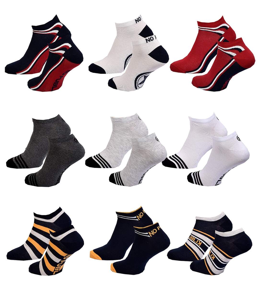 Chaussettes Homme NO PUBLIK Qualité et Confort-Assortiment modèles photos selon arrivages- Pack de 9 Paires SNEAKERS NO PUBLIK