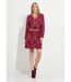 Robe courte imprimée col V manches longues-1