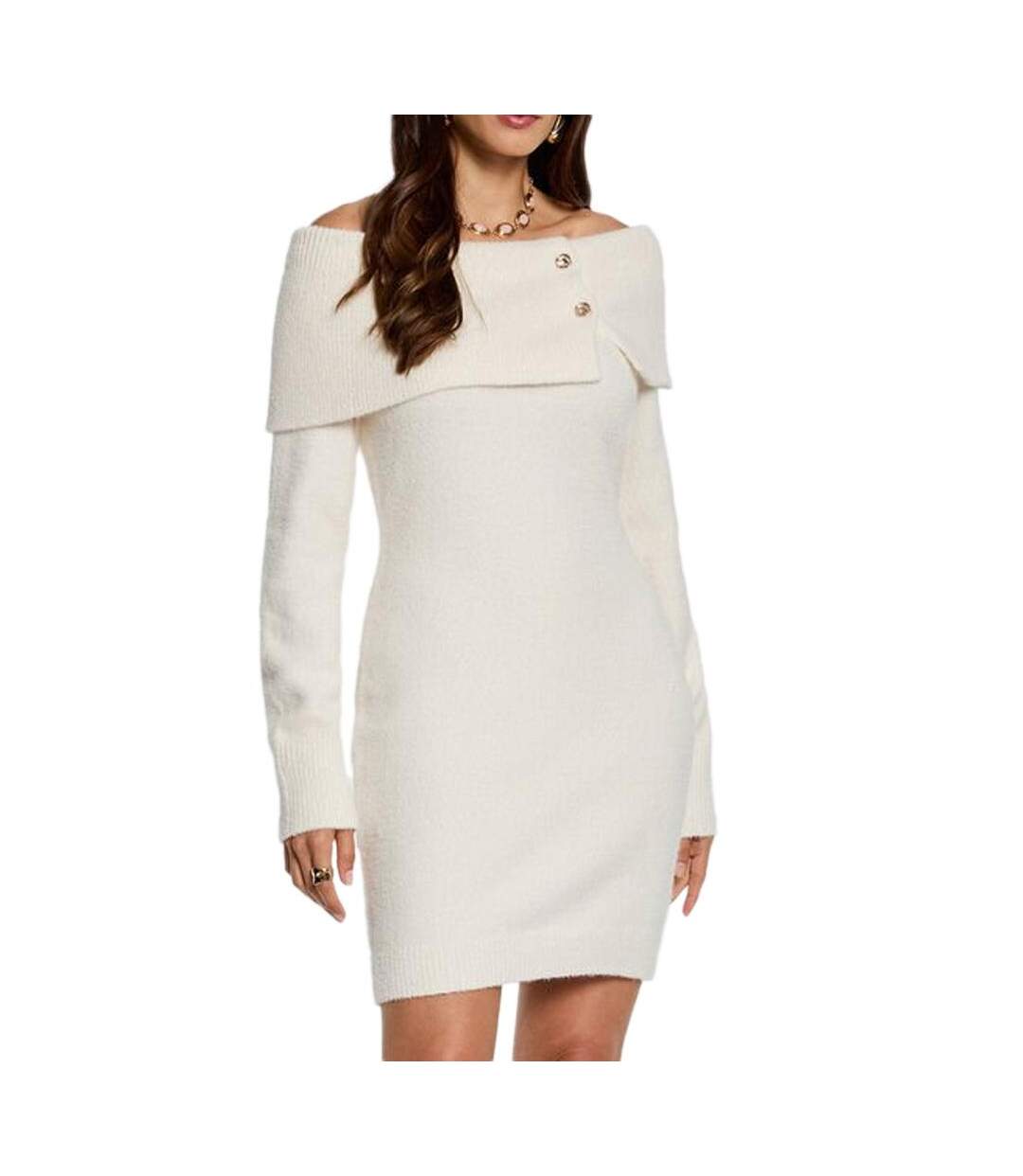 Robe courte beige femme morgan bardot-1