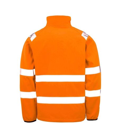 Unisex Adult Printable Safety Soft Shell Jacket Fluorescent Orange Result Recycled