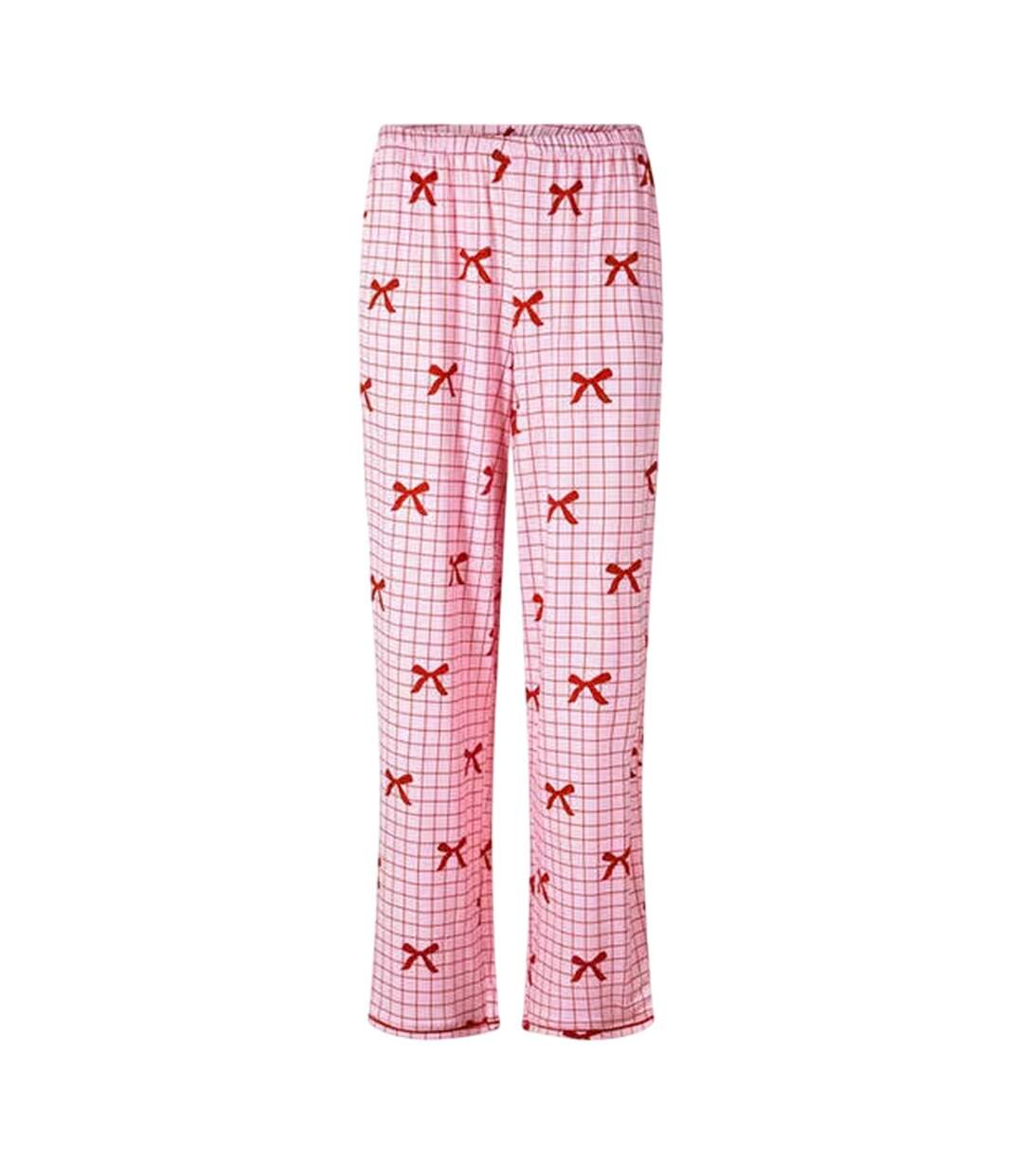 Womens/ladies Back To Bed Pyjama Set Red Urban Threads-4