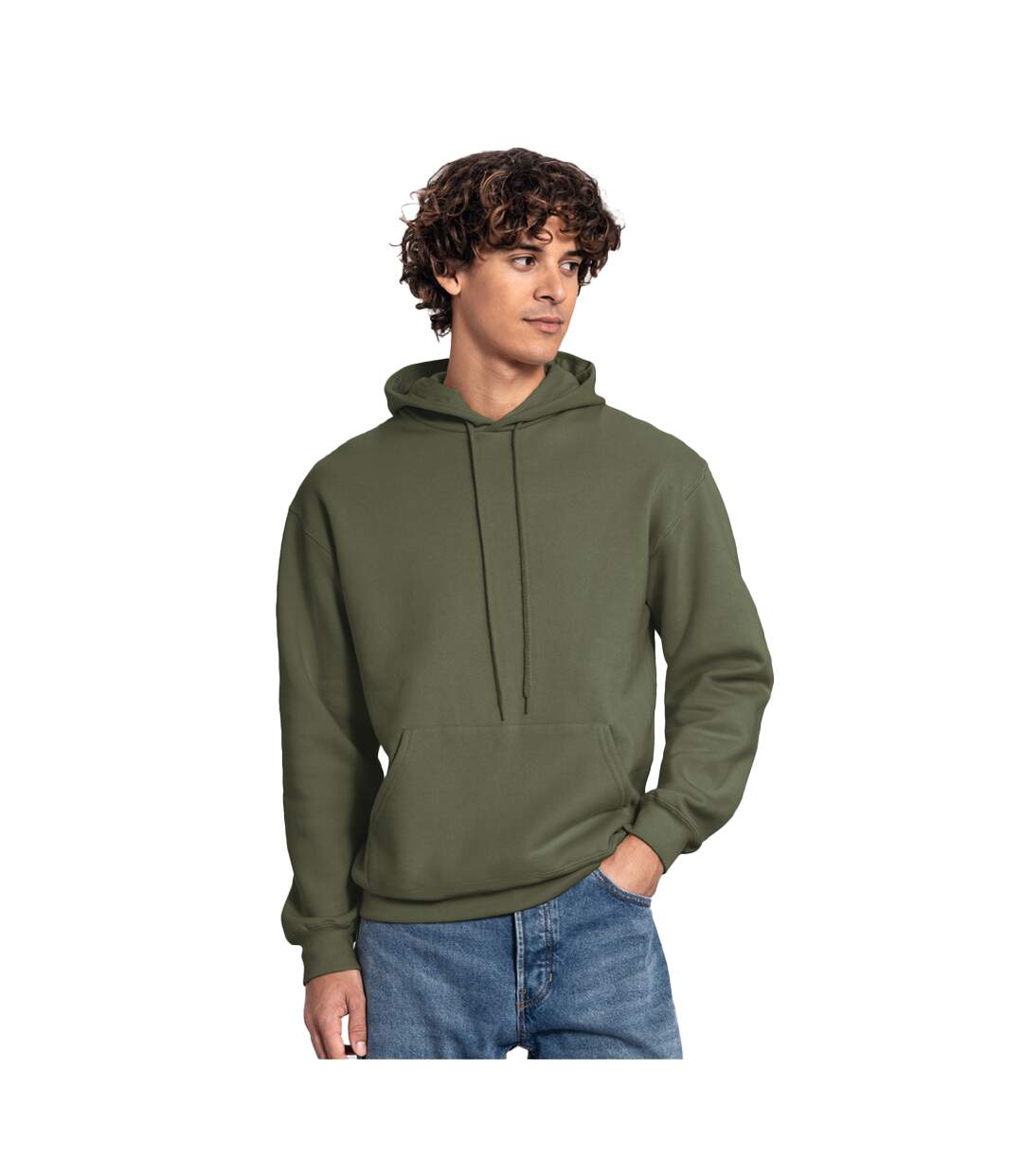 Sweat À Capuche Iconic Premium Adulte Vert Kaki Fruit Of The Loom-2