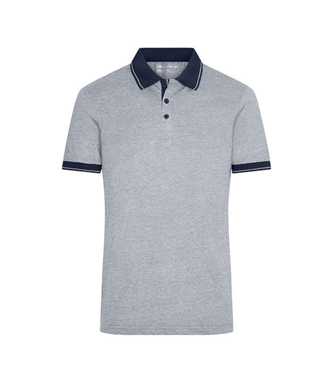 Polo Homme Gris Chiné Bleu Marine James And Nicholson-1