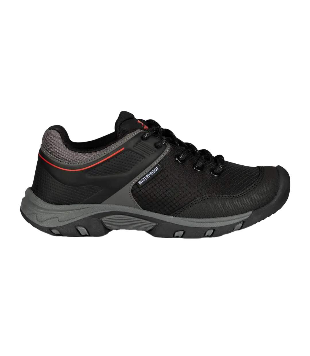 Childrens/kids Bevin Waterproof Trainers Black Red Trespass-3