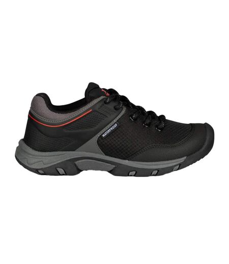 Childrens/kids Bevin Waterproof Trainers Black Red Trespass