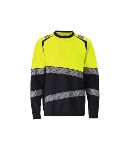 Mens Two Toned Hi-vis Modern Sweatshirt Dark Navy Yellow Mascot