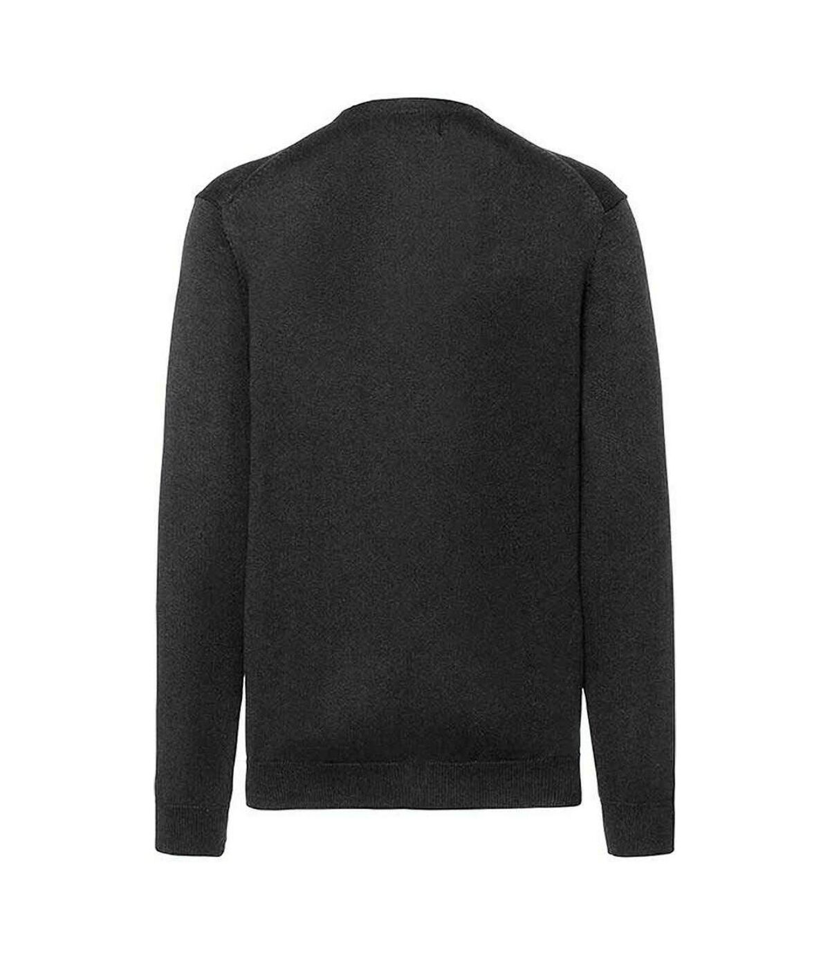 Russell Collection Mens V-neck Knitted Cardigan (Charcoal Marl)