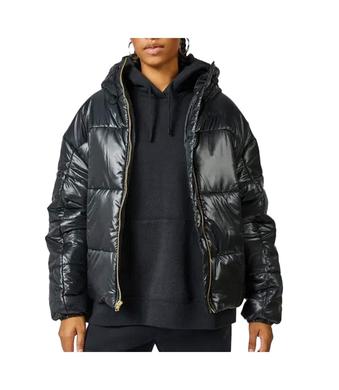 Doudoune noire femme nike w nsw pe shine puffer - m-2