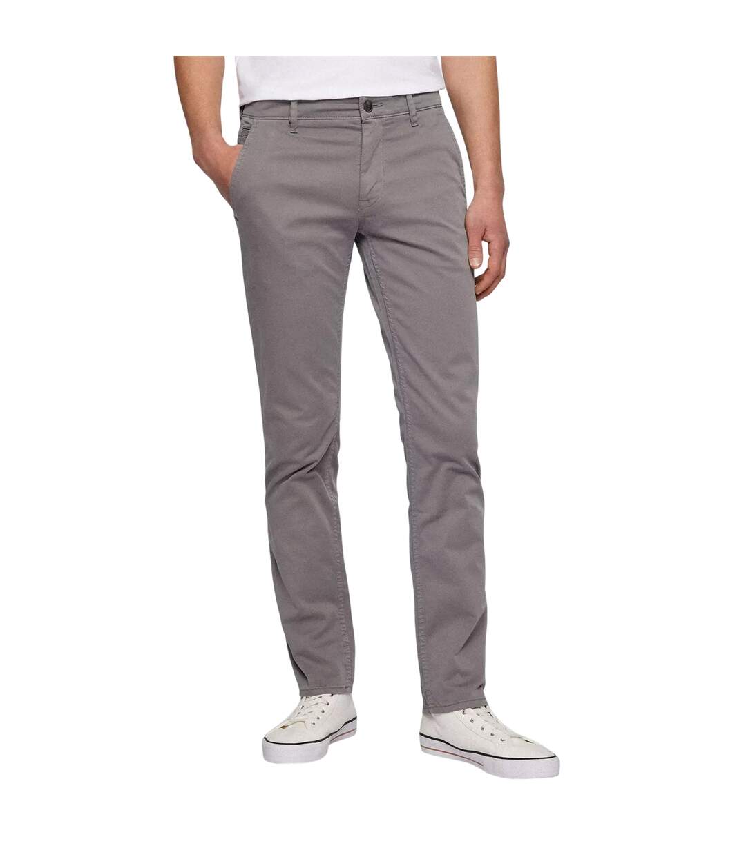 Mens Plain Slim Chinos Dark Grey Boss-3