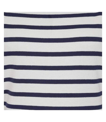 Womens/ladies Striped Breton Top Chalk Lazy Jacks