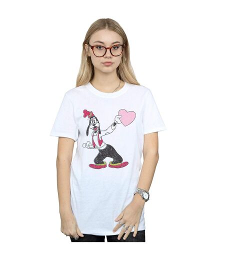 Disney Femmes/Ladies - T-shirt en coton avec petit cœur Goofy Love (Blanc) - UTBI37238