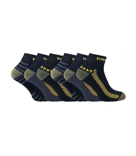 6 Pack Mens Cotton Anti Sweat Low Cut Work Socks for Steel Toe Boots