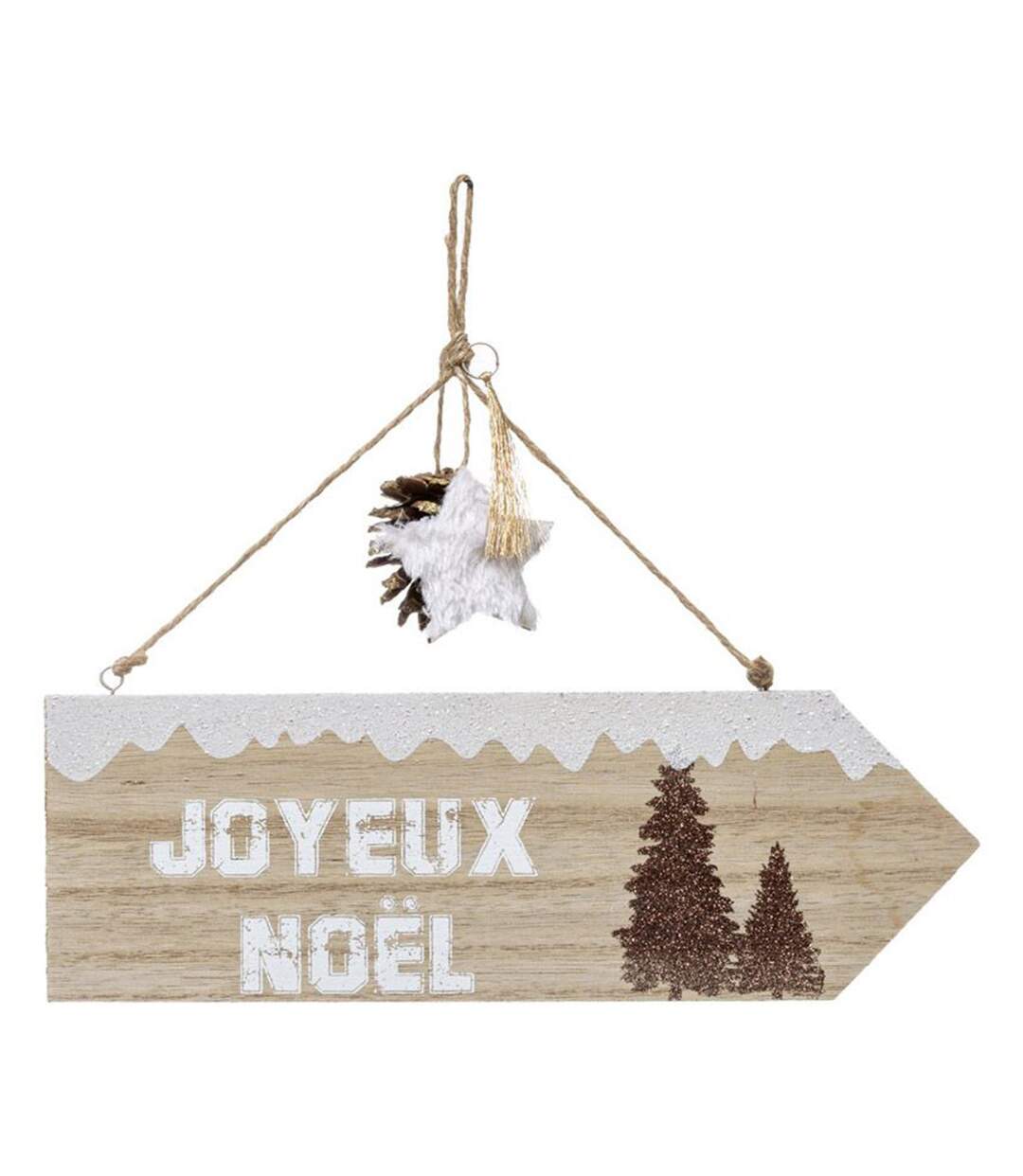 Pancarte Murale Joyeux Noël Glacé 31cm Naturel-1