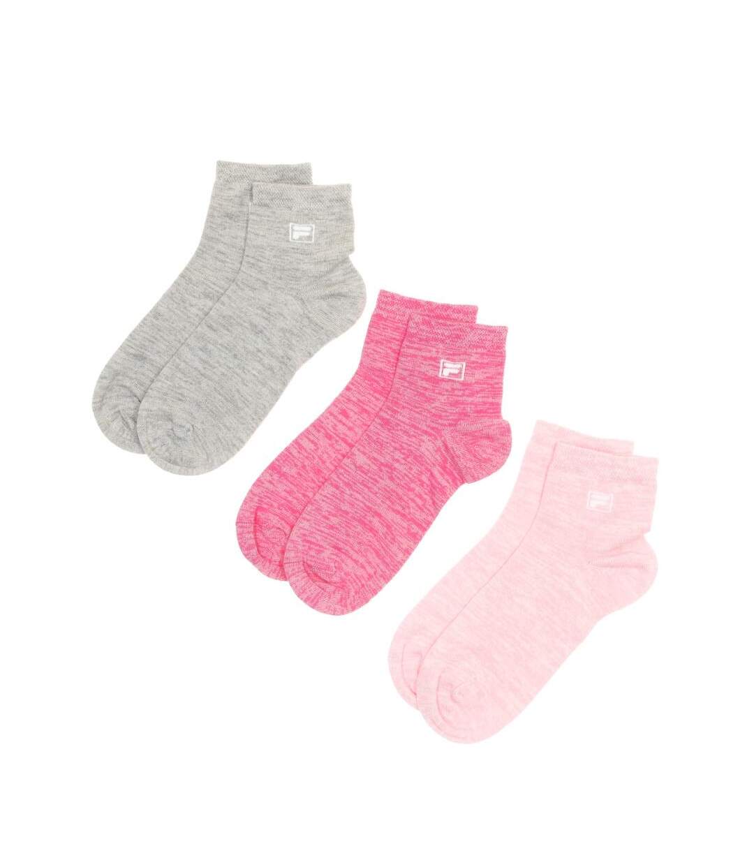 X3 Paires de Chaussettes Rose/Grise Femme Fila Quarter - 35/38-1