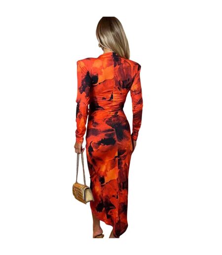 Robe Portefeuille Manches Longues Motif/style Floral Femme Rouge AX Paris