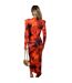 Robe Portefeuille Manches Longues Motif/style Floral Femme Rouge AX Paris-3
