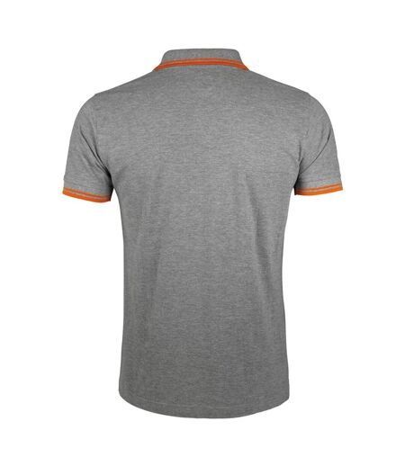 Polo Manches Courtes Pasadena Homme Gris Chiné Orange SOLS