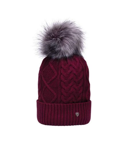 Hy Unisex Adult Vanoise Bobble Cable Knit Beanie (Maroon)