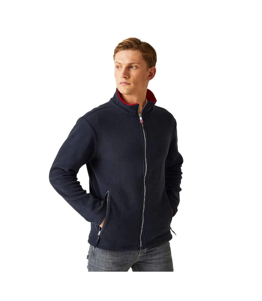 Mens Ascender Fleece Jacket Navy Classic Red Regatta-3