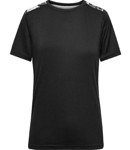 Maillot running - Femme - JN523 - noir, gris et blanc