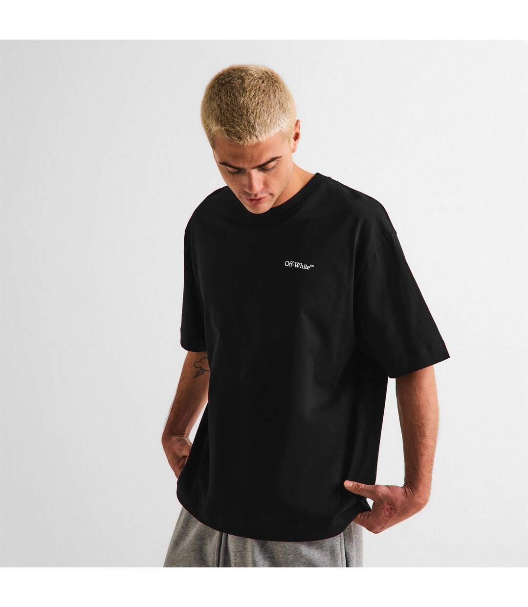 Mens Chain Print T-shirt Black Off White-3