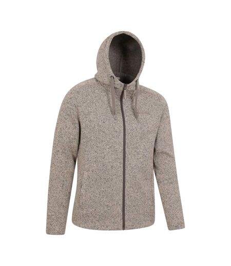 Mens Nevis Fleece Full Zip Hoodie Beige Mountain Warehouse