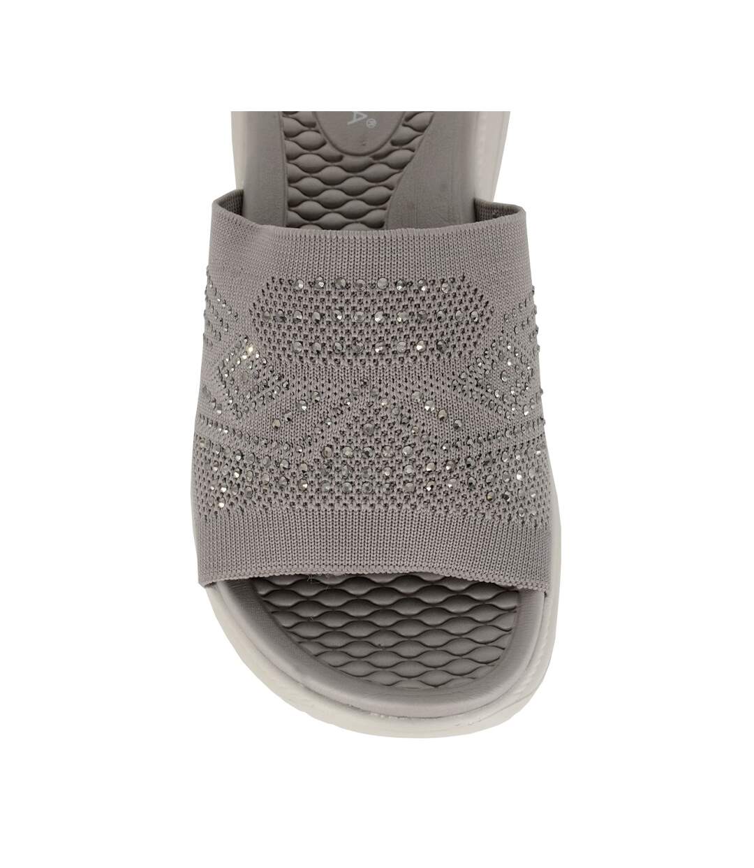 Womens/ladies Eliana Diamante Sliders Grey Cipriata-3