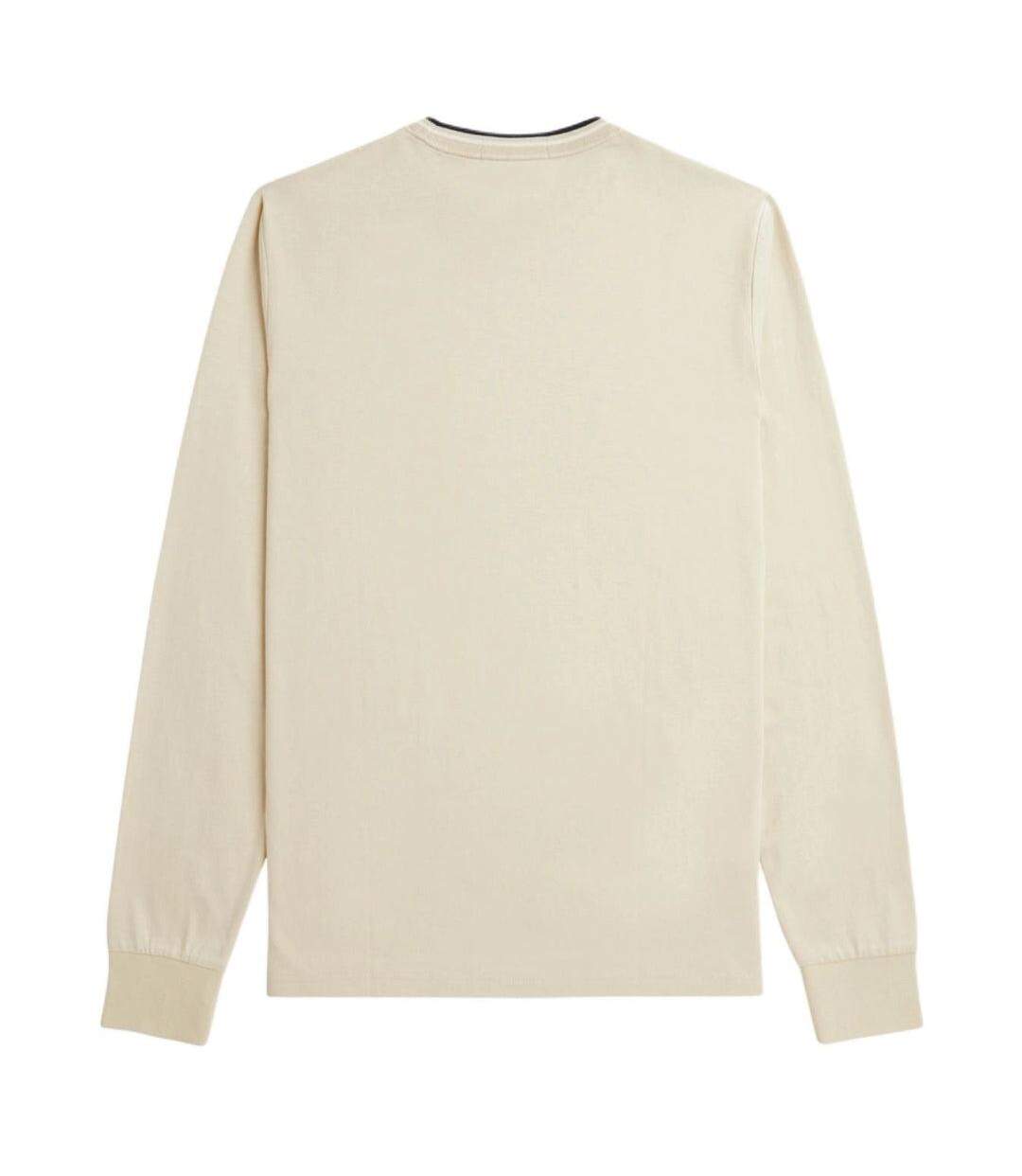Polo Manches Longues Motif Col À Double Rayure Homme Blanc Cassé Fred Perry-3