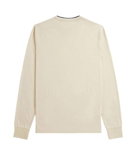 Polo Manches Longues Motif Col À Double Rayure Homme Blanc Cassé Fred Perry