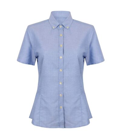 Henbury Womens/Ladies Modern Short Sleeve Oxford Shirt (Blue)