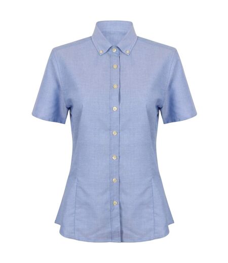 Henbury Womens/Ladies Modern Short Sleeve Oxford Shirt (Blue) - UTRW5426