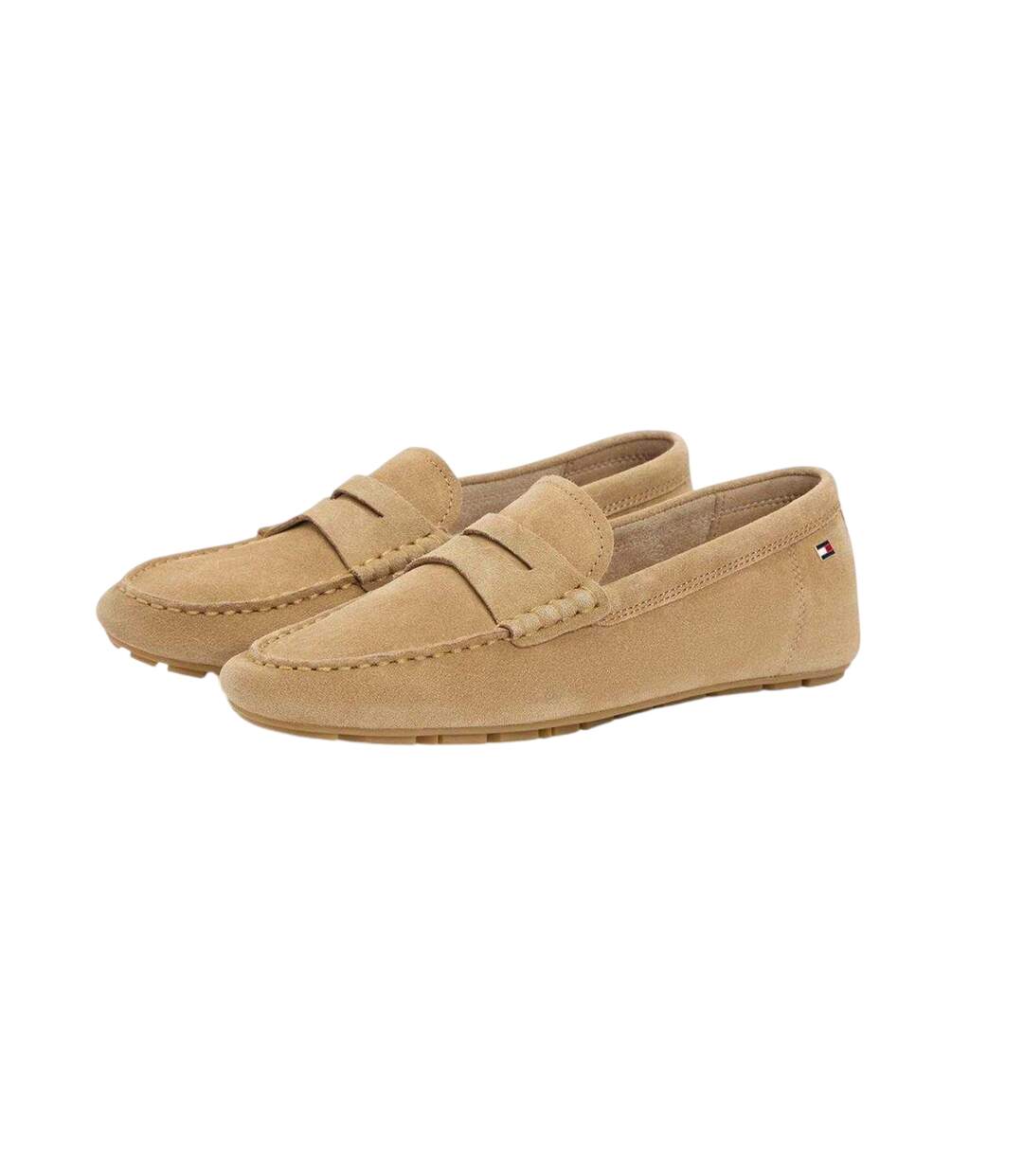 Womens/ladies Suede Flat Loafers Safari Tommy Hilfiger-4