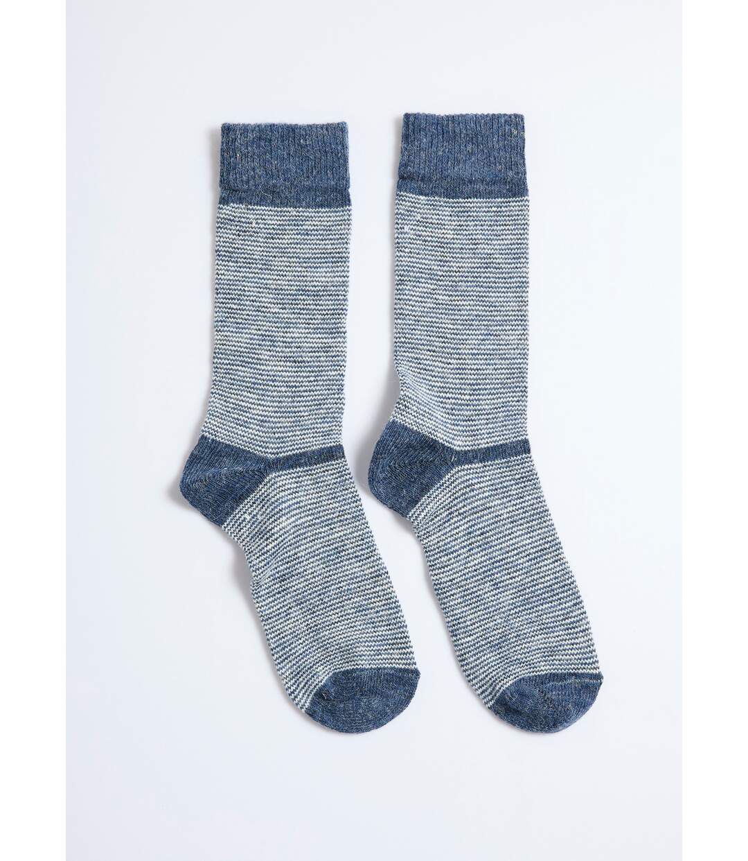 Paire de chaussettes rayées chaudes avec laine-1