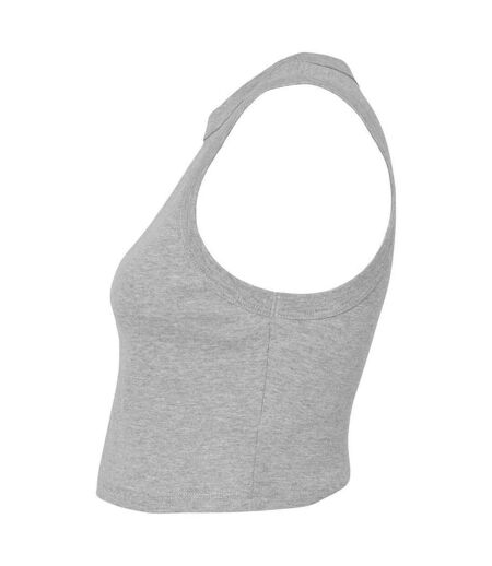 Womens/ladies Muscle Micro-rib Cropped Vest Top Athletic Heather Grey Bella + Canvas