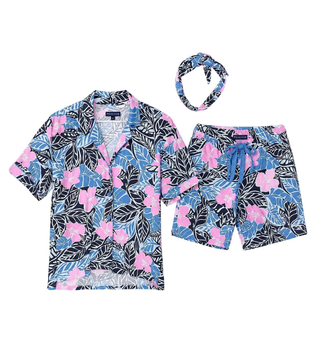 Womens/ladies Palm Print Short Pyjama Set Multicoloured PJ Salvage-3