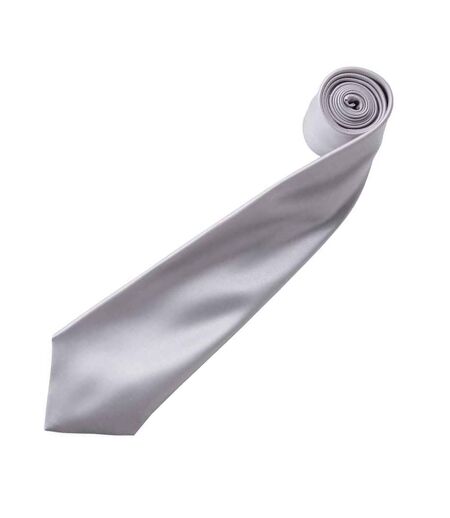 Premier Mens Plain Satin Tie (Narrow Blade) (Silver Grey) (One Size) - UTRW1152