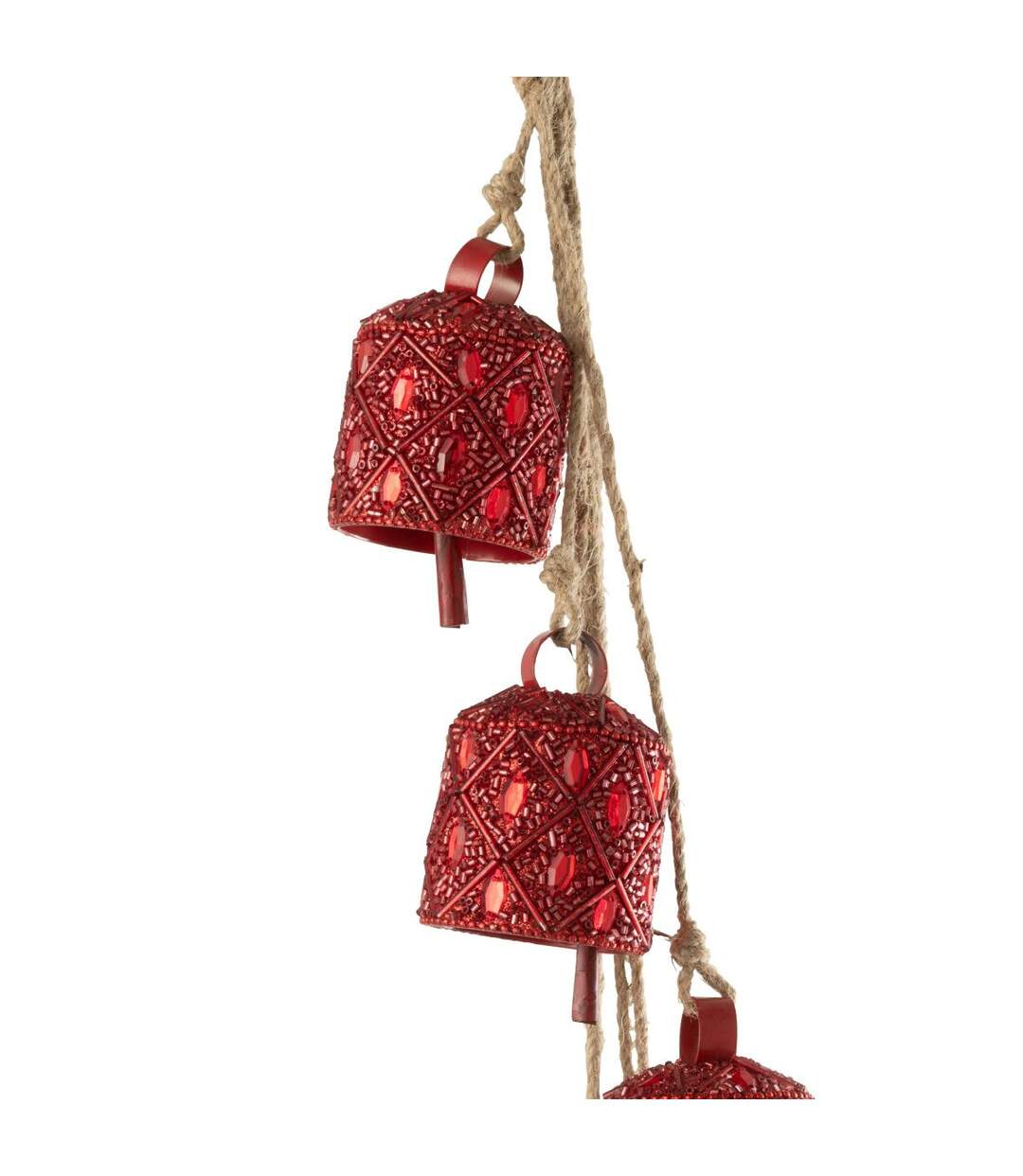 Suspension de Noël Perlée 7 Cloches 45cm Rouge-2